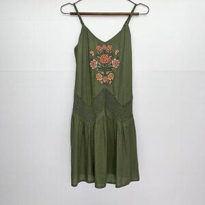 Wonderly Summer Dress Size XS Dessert Dreamer Embroidered Green Adjustable Strap